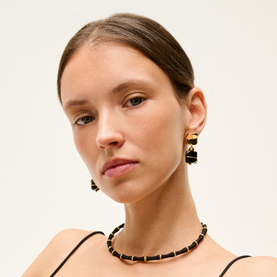 Boucles d'oreilles Rainbow Square petit modèle - Balsate Noir