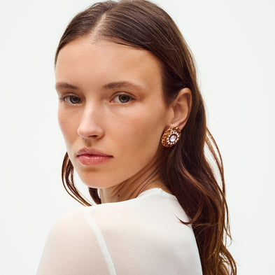 Boucles d'oreilles puces Léonie strass dorées