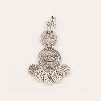 Sequin three-row silver earrings