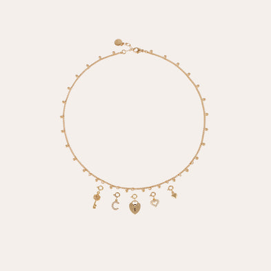 Gold rhinestone letter R charm pendant