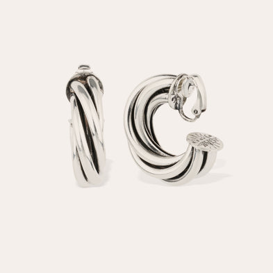 Boucles d'oreilles créoles Atik moyen modèle argentées