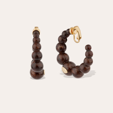 Andy Small Gold-Tone Acetate Hoop Earrings - Brown