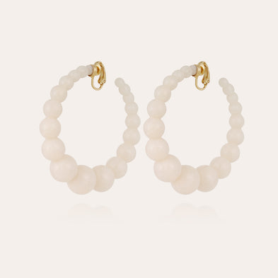 Andy Acetate Hoop Earrings, Large size - White