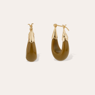 Boucles d'oreilles Écume petit modèle acétate - Kaki