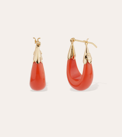 Boucles d'oreilles Ecume petit modèle dorées - Corail