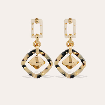 Pendientes «Escale» small size , de acetato - Marfil y tortoise