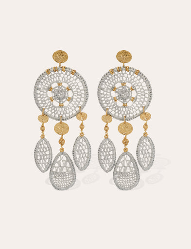 Boucles d'oreilles Fanfaria raphia dorées