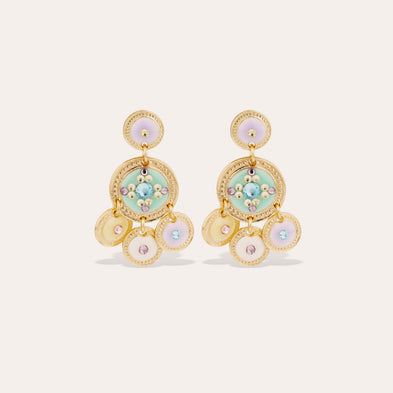 Boucles d'oreilles Sequin deux rangs dorées