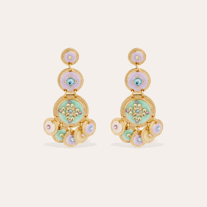 Pendientes de tres filas con lentejuelas y esmalte