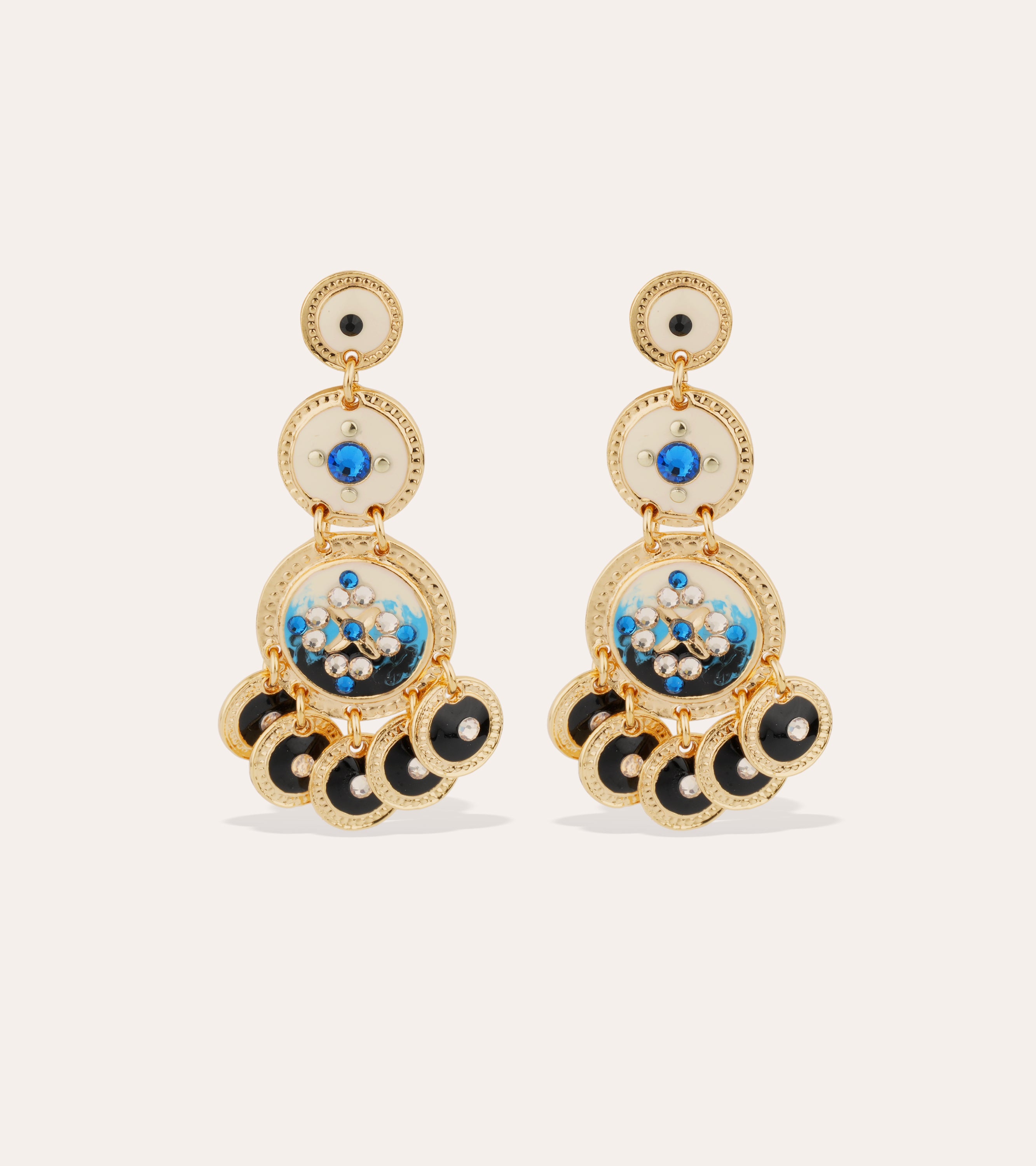 Three-row sequin and enamel earrings – Gas Bijoux