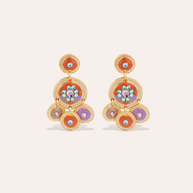 Boucles d'oreilles Sequin émail deux rangs