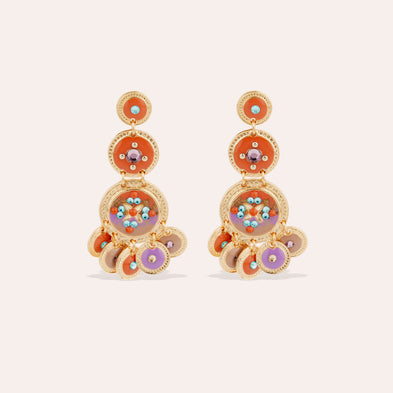 Boucles d'oreilles Sequin émail trois rangs