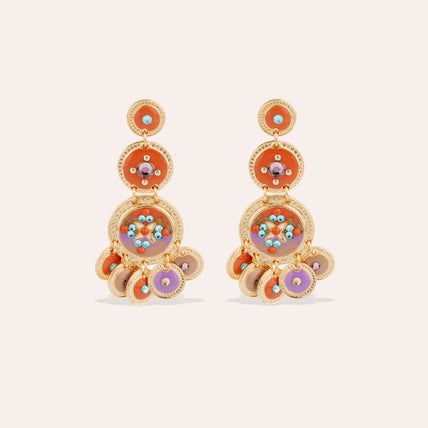 Pendientes de tres filas con lentejuelas y esmalte