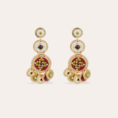 Orecchini con paillettes smaltate a tre file