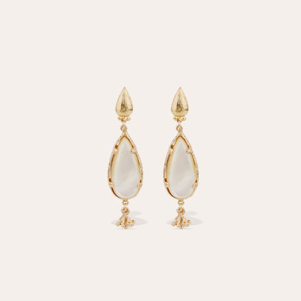 Small Gold Drop-Set Earrings - White Mother-of-Pearl