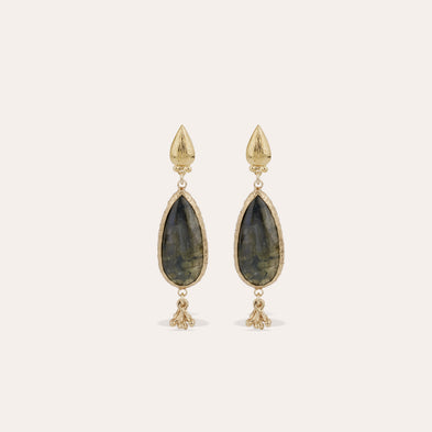 Boucles d'oreilles Serti Goutte petit modèle - Labradorite