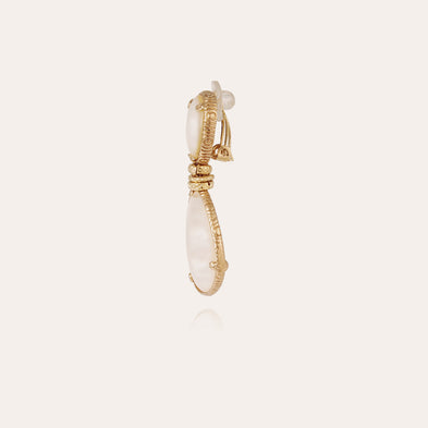 Boucles d'oreilles Silia dorées - Nacre blanche