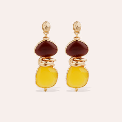 Boucles d'oreilles Sirena - Calcite jaune & rouge
