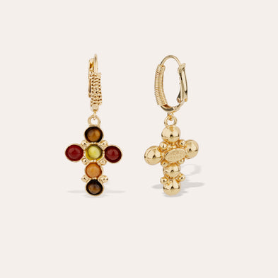 Boucles d'oreilles Tao Cruzita - Œil de Tigre & Cornaline