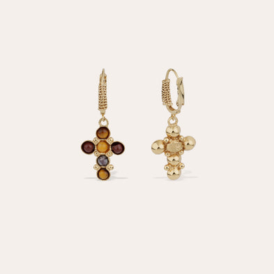 Boucles d'oreilles Tao Cruzita - Œil de Tigre & Cornaline