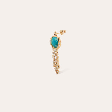 Boucles d'oreilles Tiki dorées - Turquoise