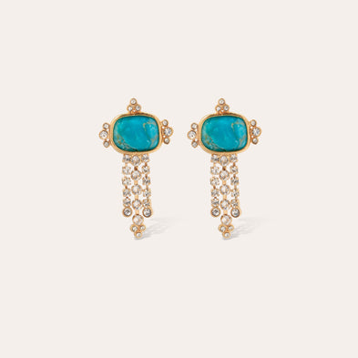 Boucles d'oreilles Tiki dorées - Turquoise