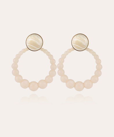 Boucles d'oreilles Andy grand modèle acétate dorées - Blanc