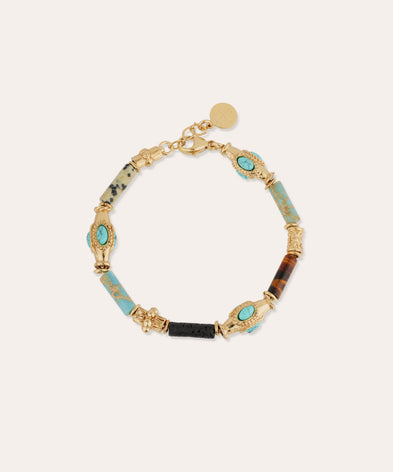 Bracelet Kali doré - Turquoise