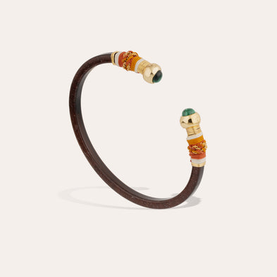 Bracelet Sari acétate - Marron - Malachite