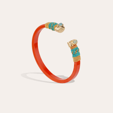 Bracelet Sarina acétate doré - Orange - Calcite bleue