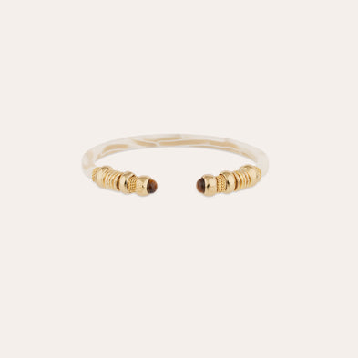Bracelet Sari acétate - Ivoire - Oeil de tigre