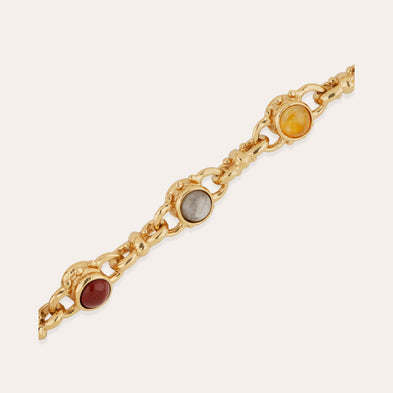 Collier Amarante multi - Bois silicifié & Hématoide jaune