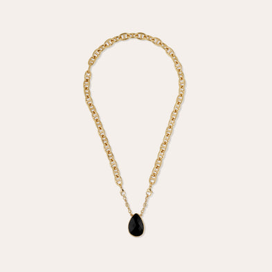 Halskette „Billy“ in Gold – schwarzer Onyx