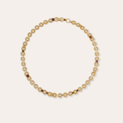 Collier Mistral - Oeil de tigre, Améthyste & Amazonite