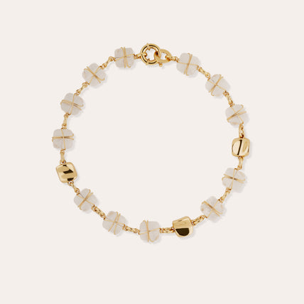 Collar Rainbow Square Multi small size e dorado - Cristal de roca