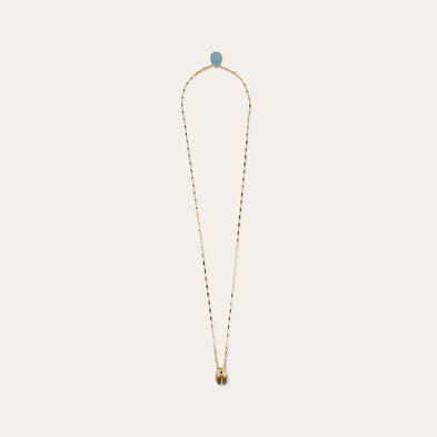 Scaramouche-Skapulier-Halskette mit Emaille – Blauer Quarz