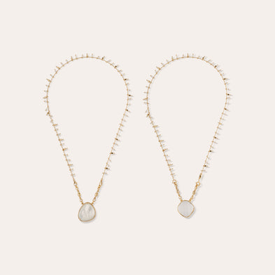 Gold-Plated Scapular Necklace - Crystal & White Mother-of-Pearl