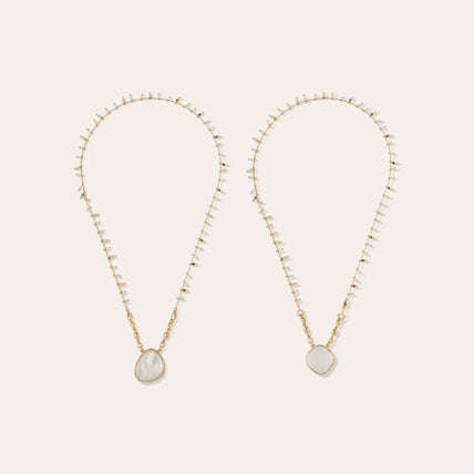 Gold-Plated Scapular Necklace - Crystal & White Mother-of-Pearl