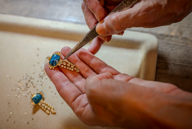 Boucles d'oreilles Tiki dorées - Turquoise