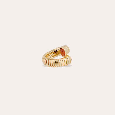Bague Antigone dorée - Cornaline