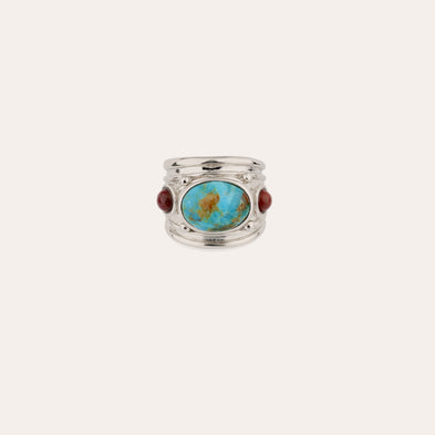 Simone Silver-Toned Ring - Turquoise