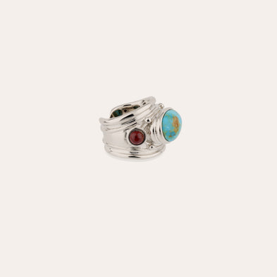 Simone Silver-Toned Ring - Turquoise