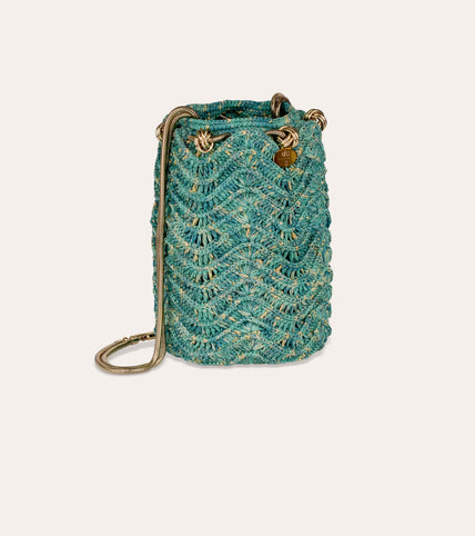 Palm Tree Clutch Bag - Turquoise