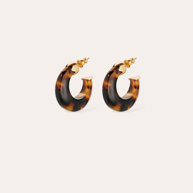 Boucles d'oreilles créoles Abalone mini acétate - Écaille