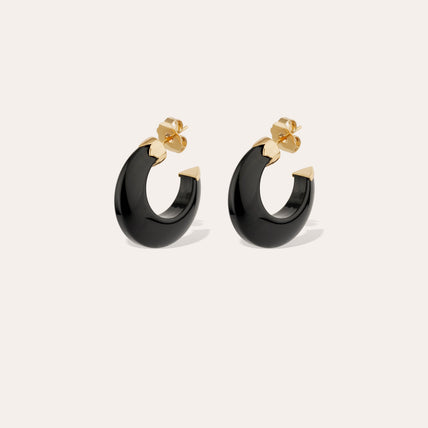 Abalone mini gold acetate hoop earrings - Black