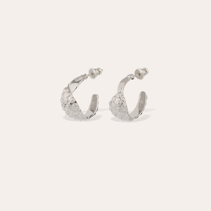 Boucles d'oreilles créoles Almara petit modèle argentées