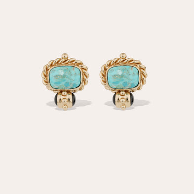 Boucles d'oreilles Amarante cabochons dorées