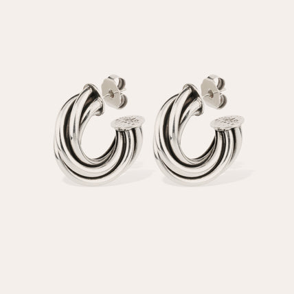 Boucles d'oreilles créoles Atik moyen modèle argentées