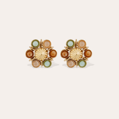 Boucles d'oreilles Augusta dorées - Amazonite & Quartz Rose
