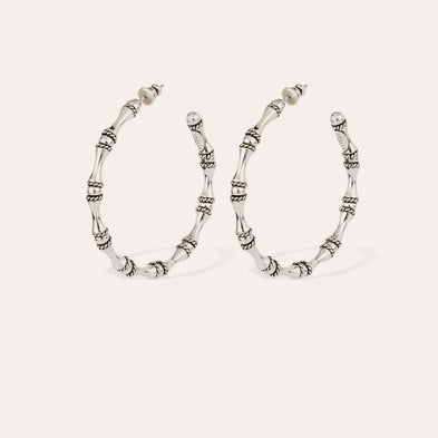 Boucles d'oreilles créoles Bambou argentées